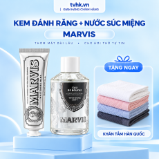 Combo Kem Đánh Răng Marvis Whitening Mint + Nước Súc Miệng Marvis – Làm Sạch Khoang Miệng, Thơm Mát Và Tự Tin Hơn Mỗi Ngày