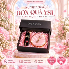 Set Quà YSL Cushion Hồng & Son Vinyl – Nhỏ Gọn, Sang Xịn, Đầy Tinh Tế
