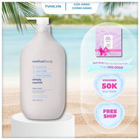 Sữa tắm method xám - 828ml - Mỹ (Tặng mặt nạ thạch ủ trắng cao cấp)