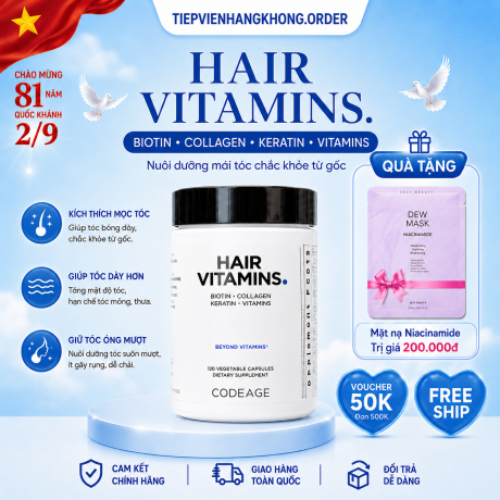 Viên Uống Codeage Hair Vitamins 120 Viên – Hỗ Trợ Giảm Gãy Rụng, Nuôi Dưỡng Tóc Chắc Khỏe Từ Bên Trong