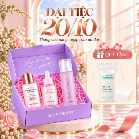 ĐẠI TIỆC 20/10 – COMBO SELF BEAUTY UNICONIC 3 MÓN TẶNG BÔNG TẨY TRANG LA SOIRÉE