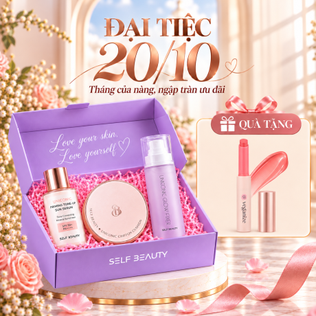 ĐẠI TIỆC 20/10 – COMBO TRANG ĐIỂM SELF BEAUTY 3 MÓN TẶNG SON VEGANIZE