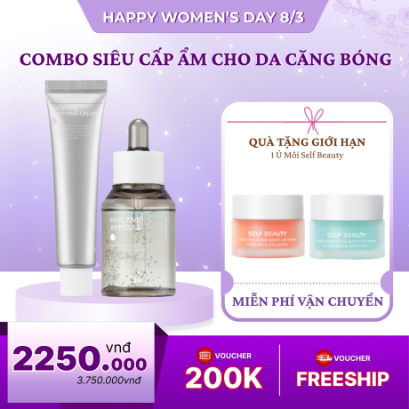 Combo Siêu Cấp Ẩm Cho Da Căng Bóng Tặng 1 Ủ Môi