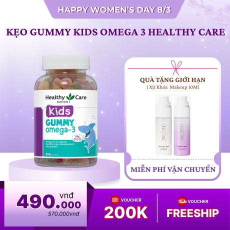 Kẹo Gummy Kids Omega 3 Healthy Care 250 viên