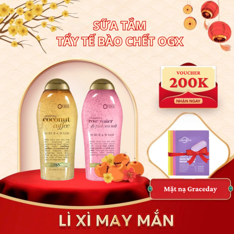Sữa Tắm Tẩy Tế Bào Chết OGX Coconut Coffee + Rose Water & Pink Sea Salt