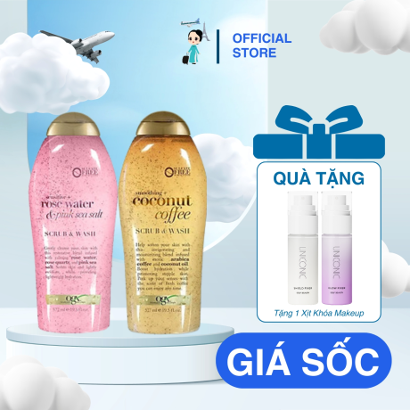 Sữa Tắm Tẩy Tế Bào Chết OGX Coconut Coffee + Rose Water & Pink Sea Salt