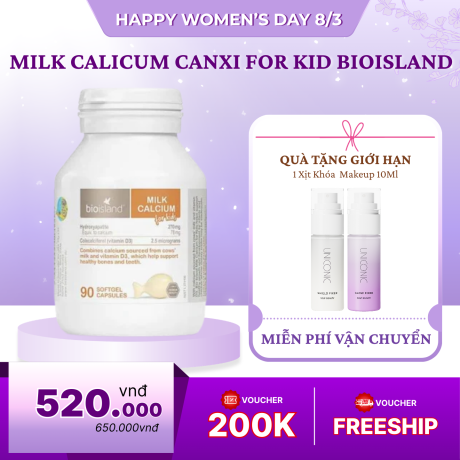 Milk Calicum Canxi Cho Bé Bioisland 90 Viên