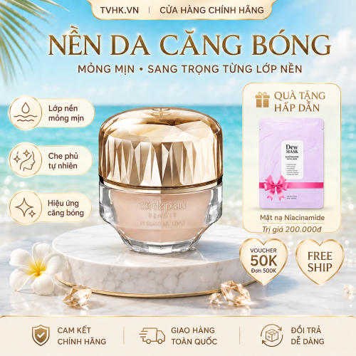 Kem Nền Cao Cấp Cle De Peau Căng Bóng, Che Khuyết Điểm (Tặng mặt nạ + xịt khoá Self Beauty)