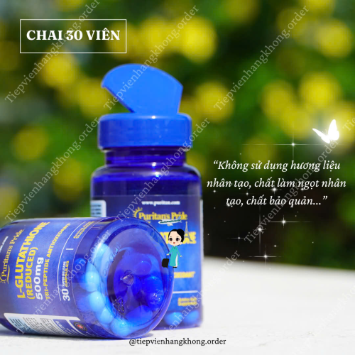 Viên Uống Trắng Da Puritan's Pride L-Glutathione 500mg Hộp 30 Viên