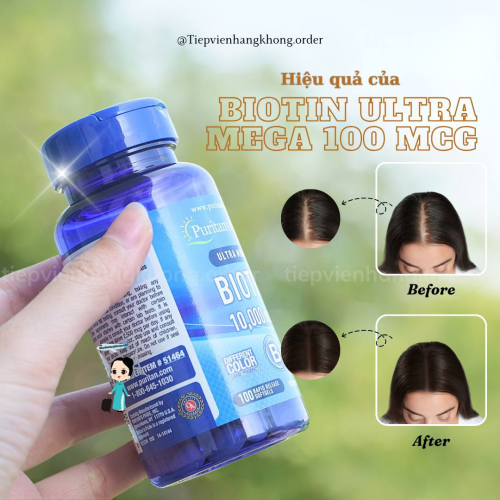 Viên Uống Hỗ Trợ Mọc Tóc Puritan's Pride Biotin Lọ 100 Viên