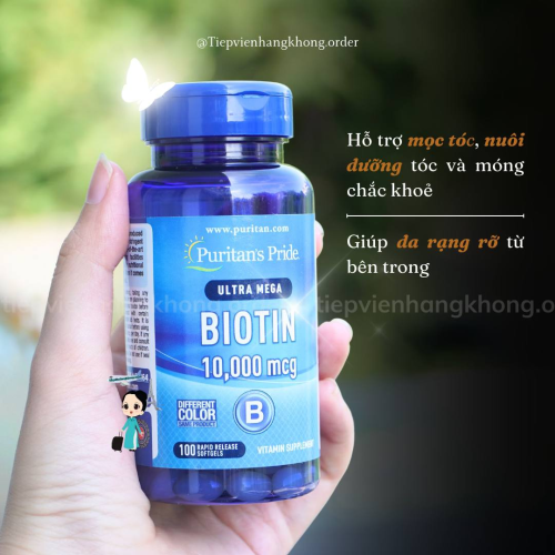 Viên Uống Hỗ Trợ Mọc Tóc Puritan's Pride Biotin Lọ 100 Viên