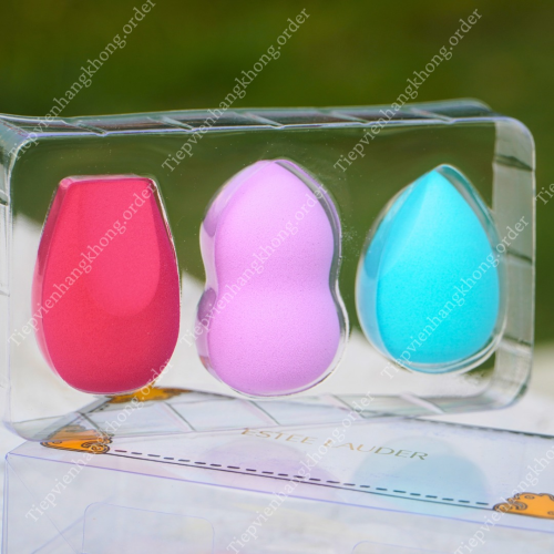 Set Bông Mút Trang Điểm Estee Lauder 3 Bông (Hồng - Tím - Xanh)