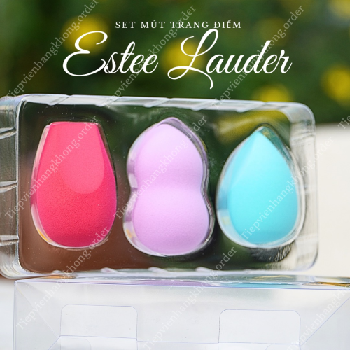 Set Bông Mút Trang Điểm Estee Lauder 3 Bông (Hồng - Tím - Xanh)