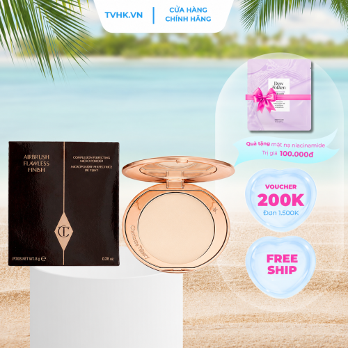 Phấn phủ nén Charlotte Tilbury Airbrush Flawless Finish 8g Tone 1 Fair – Mịn lì, kiềm dầu và làm mờ lỗ chân lông