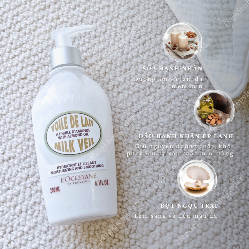 Sữa Dưỡng Thể L'Occitane Moisturizing And Smoothing Almond Milk Veil