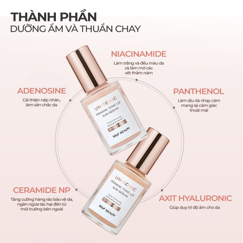 Serum chống nắng 3in1 (Nâng tone, dưỡng sáng, bảo vệ da toàn diện) - Tặng serum lót căng bóng Self Beauty