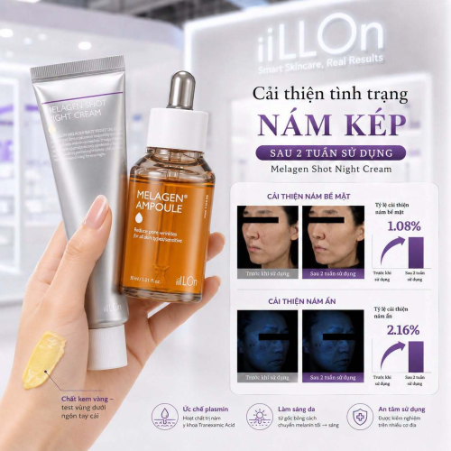  IL09 The iLLON melagen ampoule - Tinh chất cải thiện sắc tố da - 50ml (Tặng kem dưỡng full & mặt nạ phục hồi)