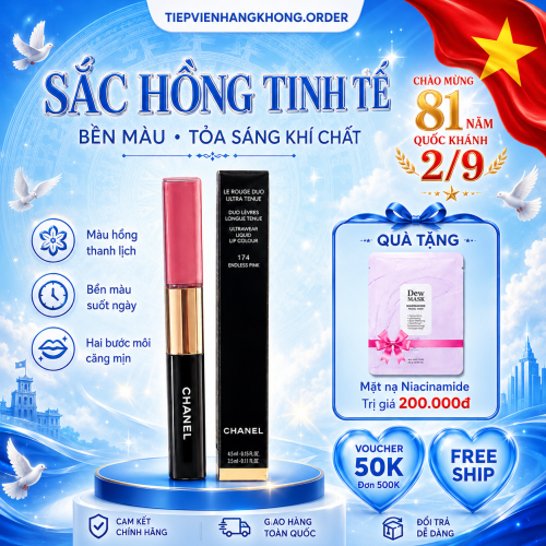 Son Chanel Le Rouge Duo Ultra Tenue 174 Endless Pink – Son Nước Hai Đầu Bền Màu, Môi Căng Bóng Tự Nhiên