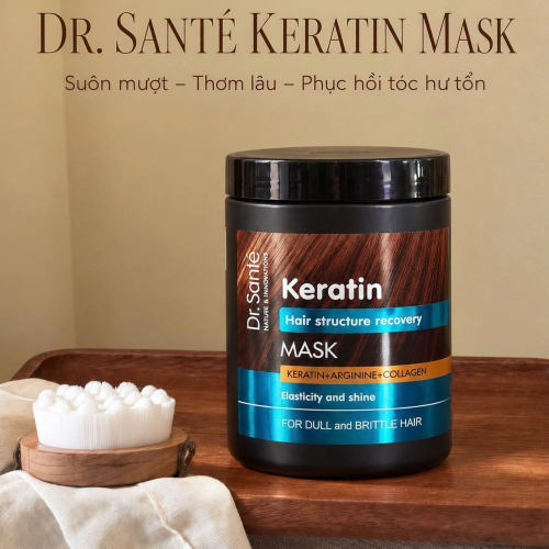 Kem Ủ Dr.Sante Keratin Phục Hồi Cấu Trúc Tóc 1000ml – Chăm Sóc Tóc Khô Xơ, Hư Tổn Chuyên Sâu