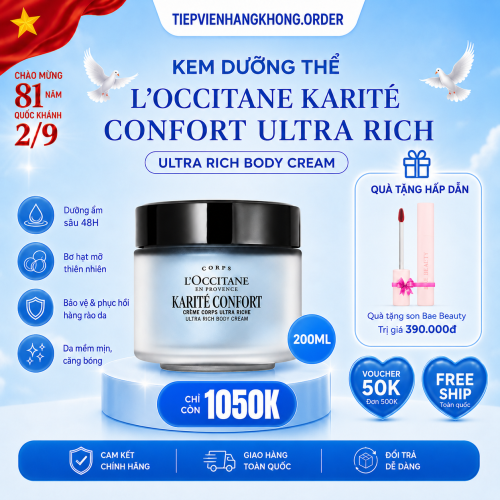 Dưỡng thể L'Occitane Shea Butter Ultra Rich Body Cream 200ml