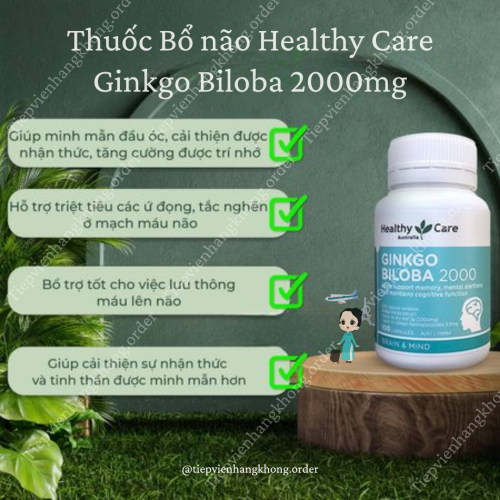 Bổ Não Ginkgo Biloba 2000 100 Viên Healthycare