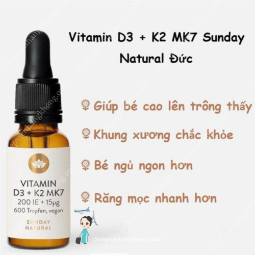Vitamin D3K2 Mk7 600 Giọt 20Ml