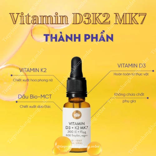 Vitamin D3K2 Mk7 600 Giọt 20Ml