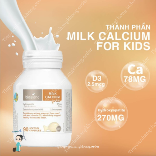 Milk Calicum Canxi For Kid Bioisland 90 Viên