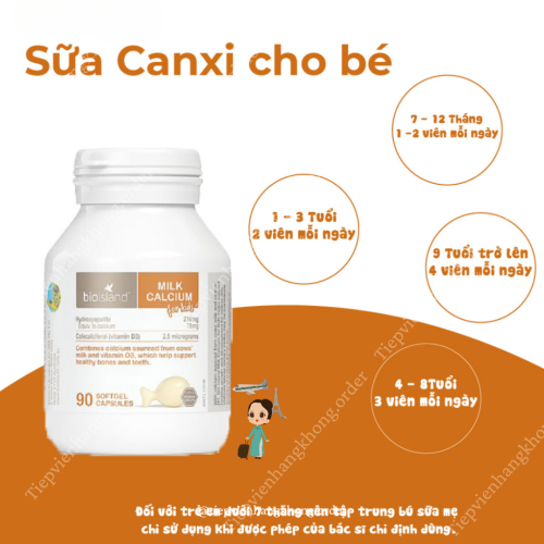 Milk Calicum Canxi For Kid Bioisland 90 Viên
