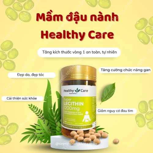 Viên Uống Mầm Đậu Nành Healthycare Lecithin 1200Mg 100 Viên