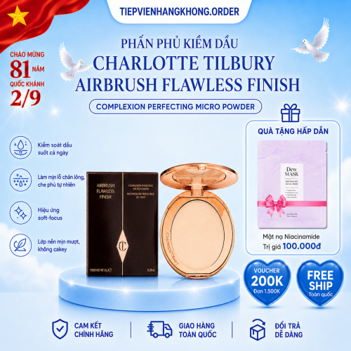 Phấn phủ nén Charlotte Tilbury Airbrush Flawless Finish 8g Tone 1 Fair – Mịn lì, kiềm dầu và làm mờ lỗ chân lông