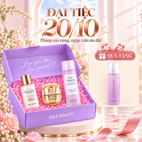 ĐẠI TIỆC 20/10 – COMBO CHĂM SÓC DA SELF BEAUTY & CLÉ DE PEAU TẶNG XỊT KHÓA NỀN UNICONIC GLOW FIXER
