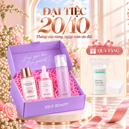 ĐẠI TIỆC 20/10 – COMBO SELF BEAUTY UNICONIC 3 MÓN TẶNG BÔNG TẨY TRANG LA SOIRÉE