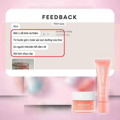 Combo Ủ Môi Self Beauty + Son Dưỡng Dạng Tuýp Cam Self Beauty - Rose hip & Collagen
