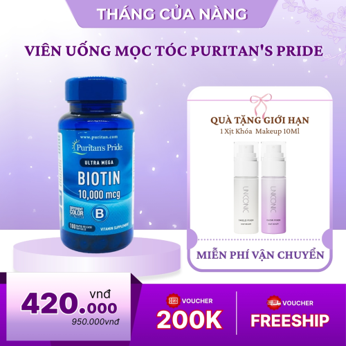 Viên Uống Hỗ Trợ Mọc Tóc Puritan's Pride Biotin