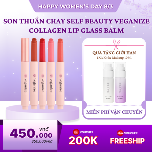Son Thuần Chay Self Beauty Veganize Collagen Lip Glass Balm