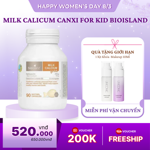 Milk Calicum Canxi Cho Bé Bioisland 90 Viên