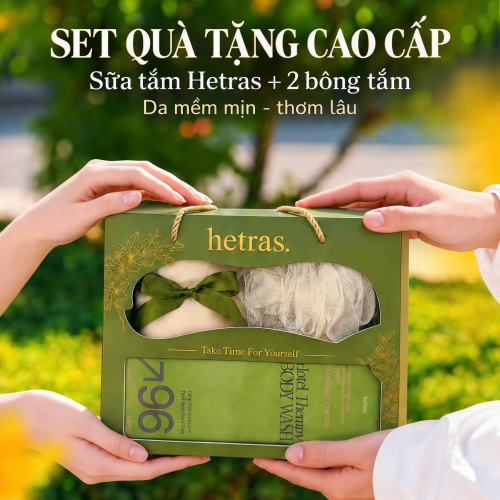 Set Quà Hetras Santal Fresh – Sữa Tắm, Khăn & Bông Tắm Cao Cấp