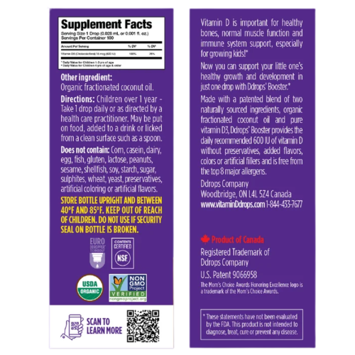 Vitamin D3 Ddrops Booster 600 IU Cho Xương Chắc Khỏe 