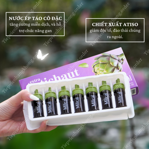 Thải Độc Gan Chiết Xuất Atiso Extra Artichaut Detox Milical Pháp Hộp 7 ống x 10ML