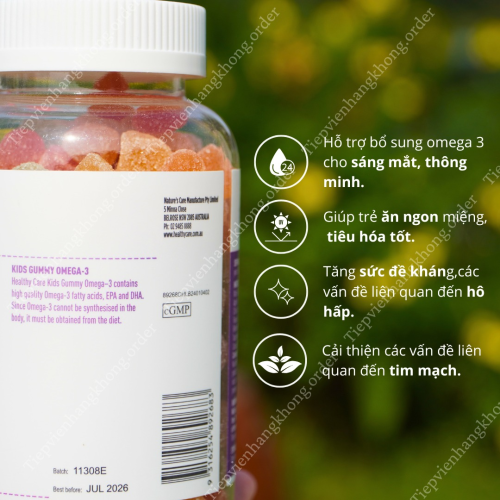 Kẹo Gummy Kids Omega 3 Healthy Care 250 viên