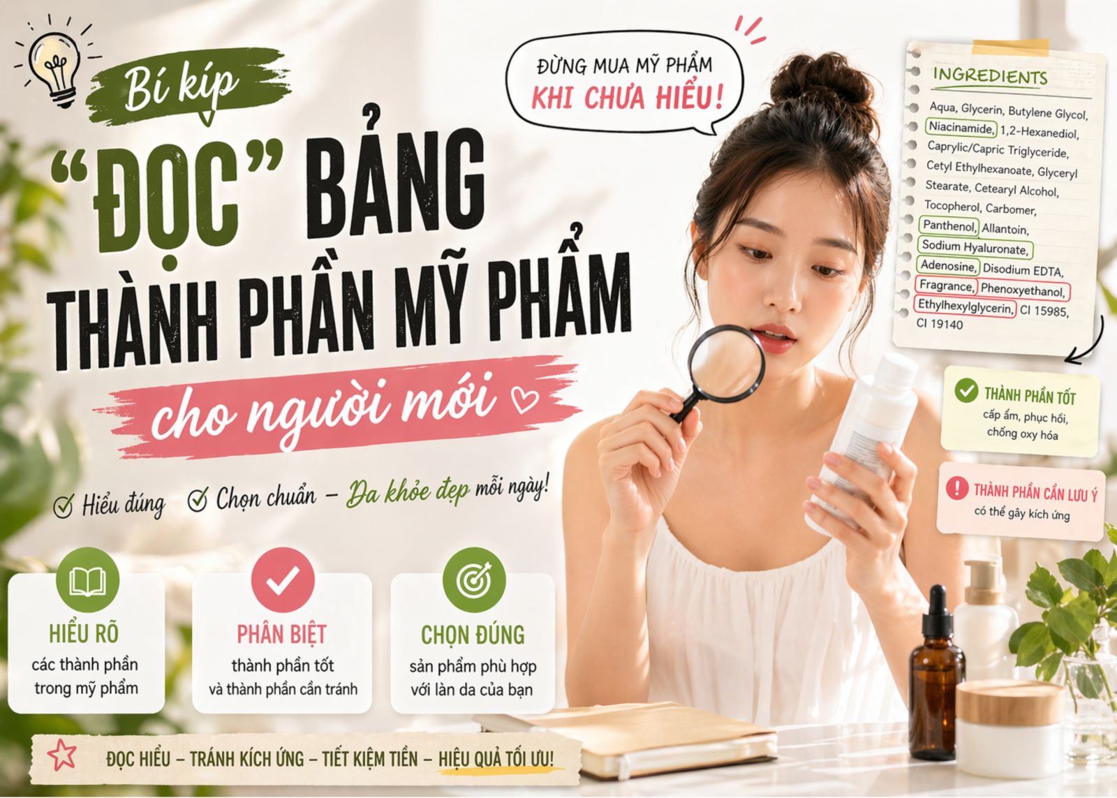đọc bảng thành phần mỹ phẩm